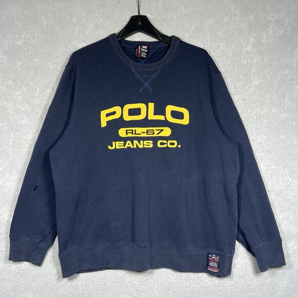 VTG Polo Jeans Co RL-67 Ralph Lauren Pullover Crewneck Sweatshirt Men’s Large - Picture 1 of 13